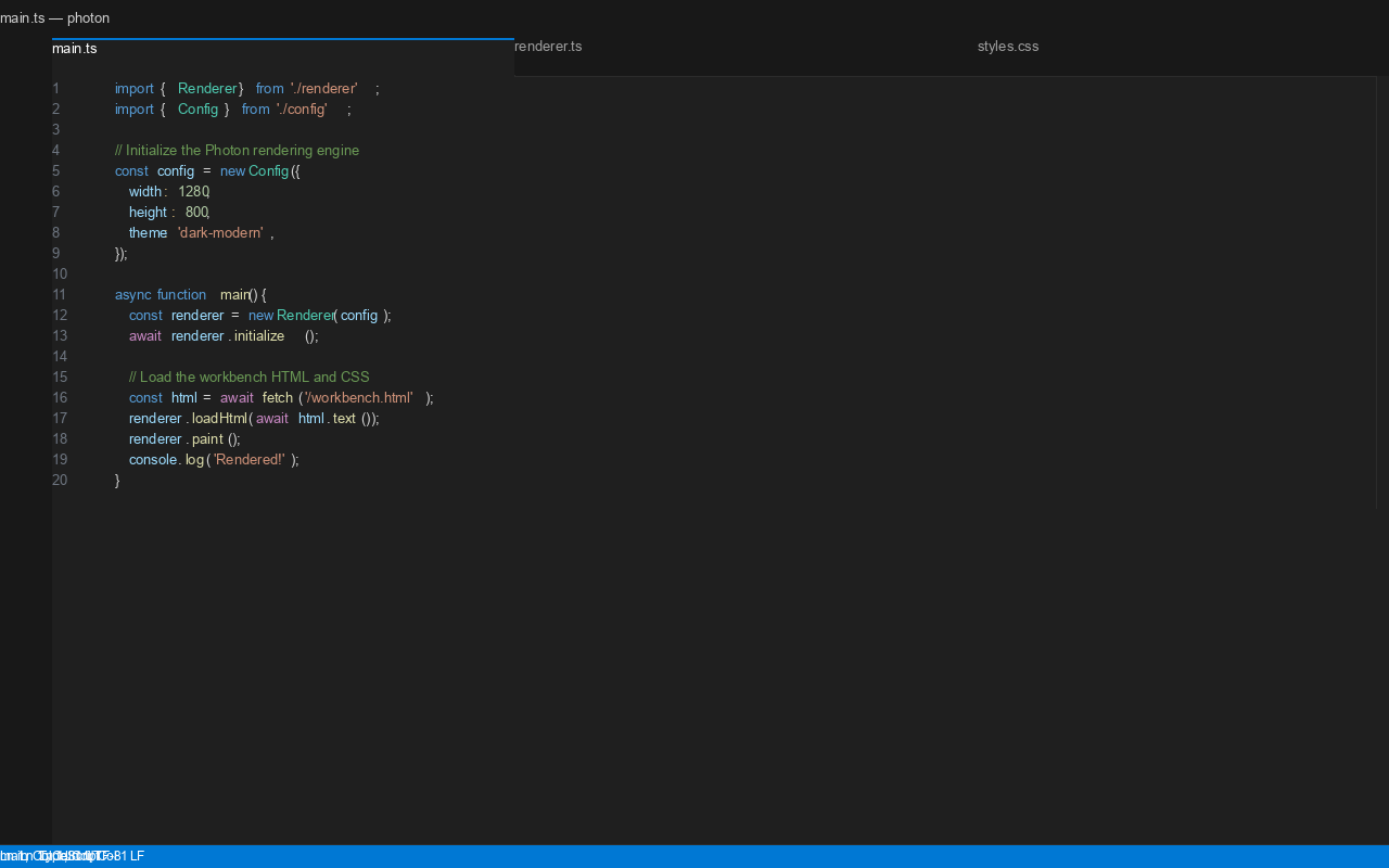 VS Code rendered by Photon with syntax-highlighted TypeScript code